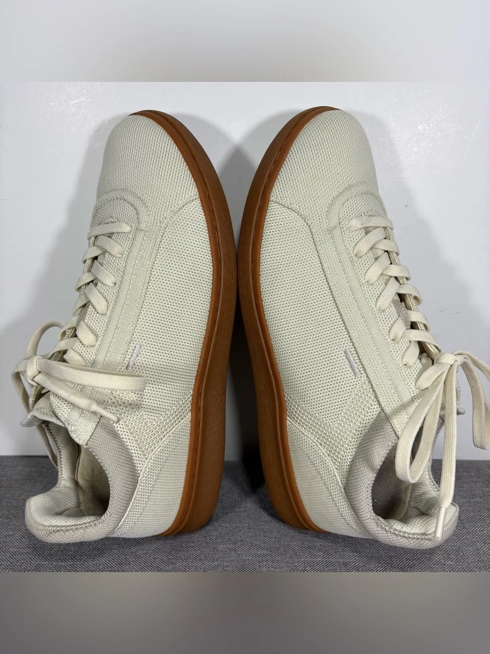 Vivaia Canvas Low-Top Sneakers in Cream with Brown Sole- woman’s EU 40